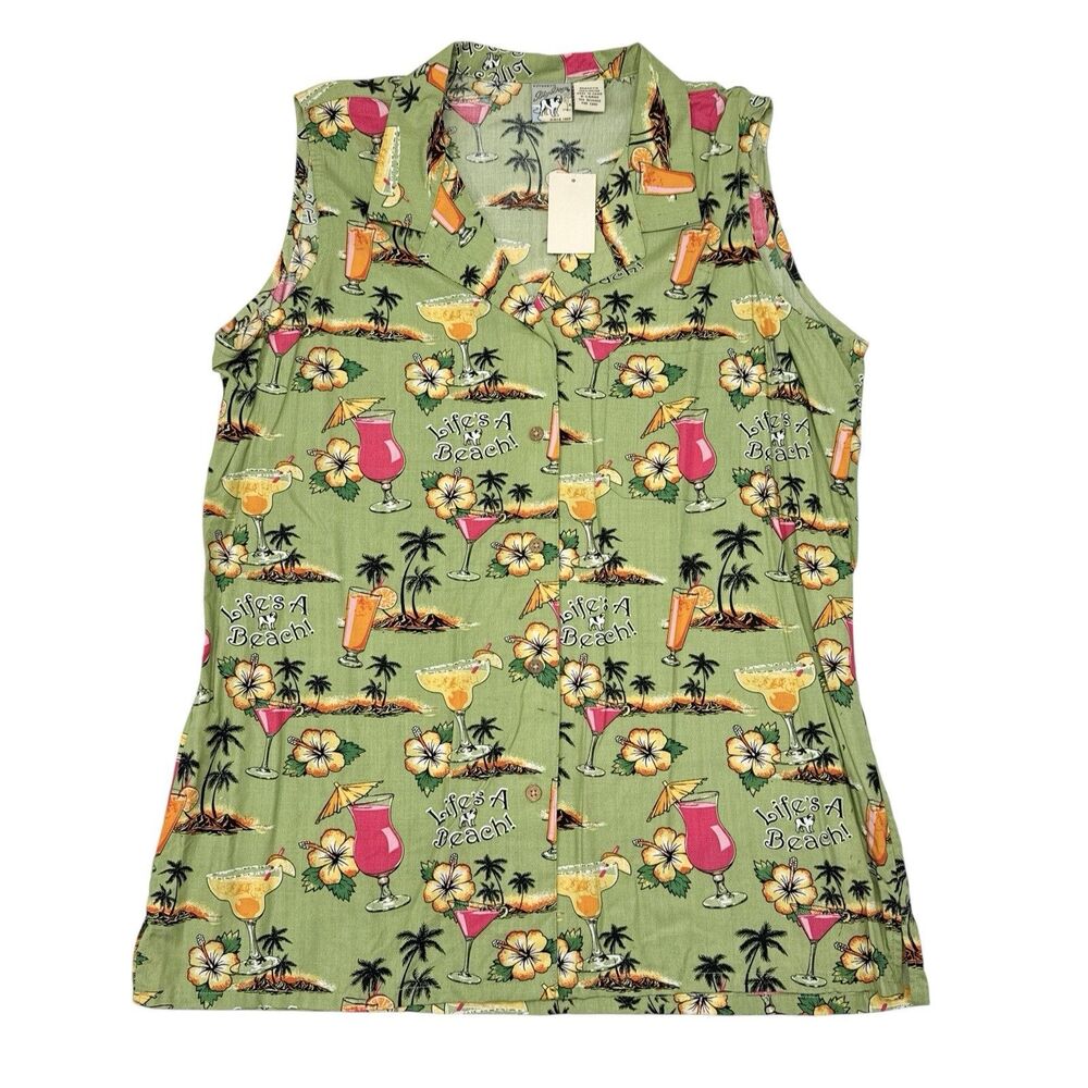 Vintage Big Dogs Hawaiian Top Women’s XL Margheritaville Lifes A Beach Vacation